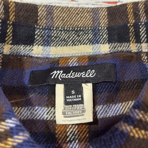 Madewell Flannel Oversized Ex-Boyfriend Shirt in Fuller Plaid Blue Tartan - Picture 3 of 10